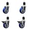 Service Caster 4'' Blue Poly Wheel Swivel 1-7/8'' Expanding Stem Caster Set 2 Brakes, 4PK SCC-EX20S414-PPUB-BLUE-2-PLB-2-178 - alternate 1